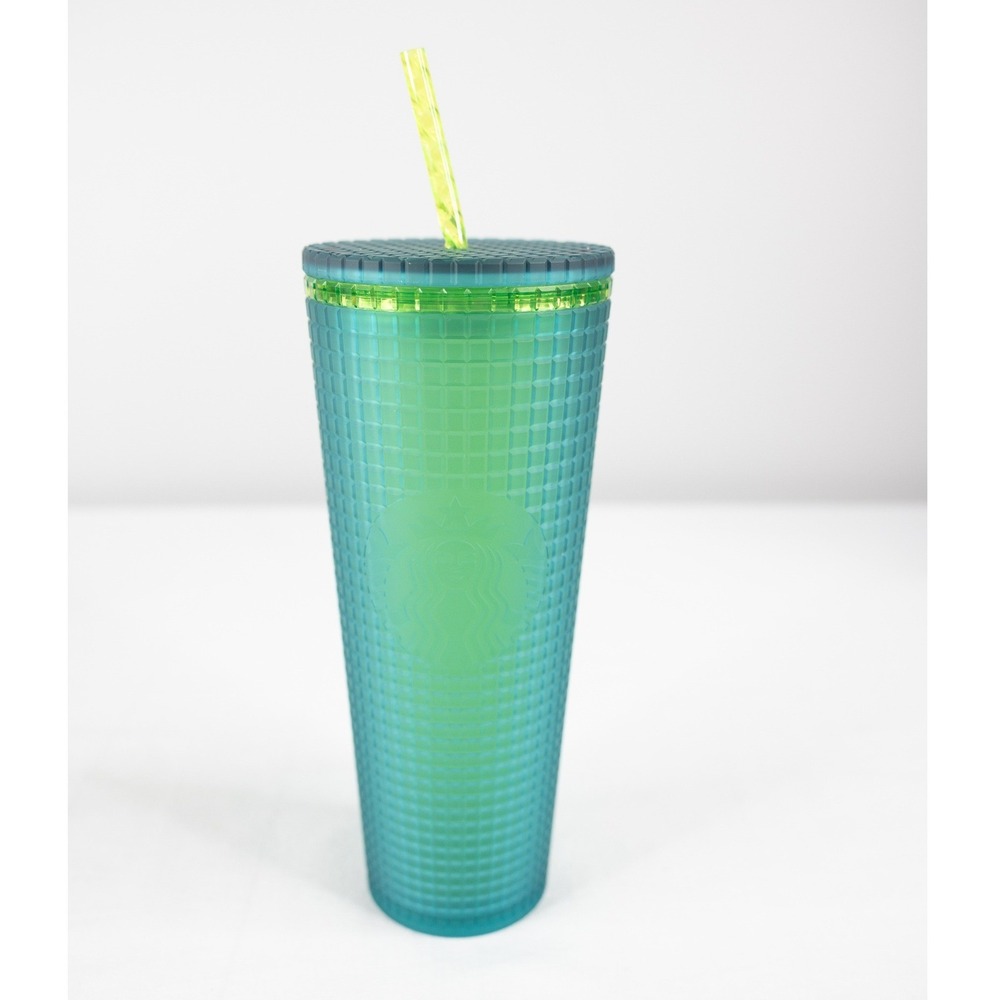 Starbucks Tumbler Venti 24oz Emerald Green Mountain Dew grid studded jelly cup - Picture 1 of 6